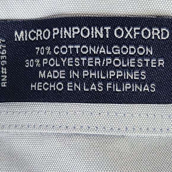 Stafford Light Blue Cotton Poly LS Micro Pinpoint Oxford Dress Shirt Sz 17 32-33 - Picture 14 of 16